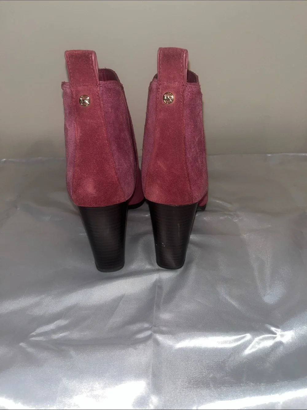 Michael Kors Mulberry Suede Ankle Booties with Block Heel Size 8 New w/O Box